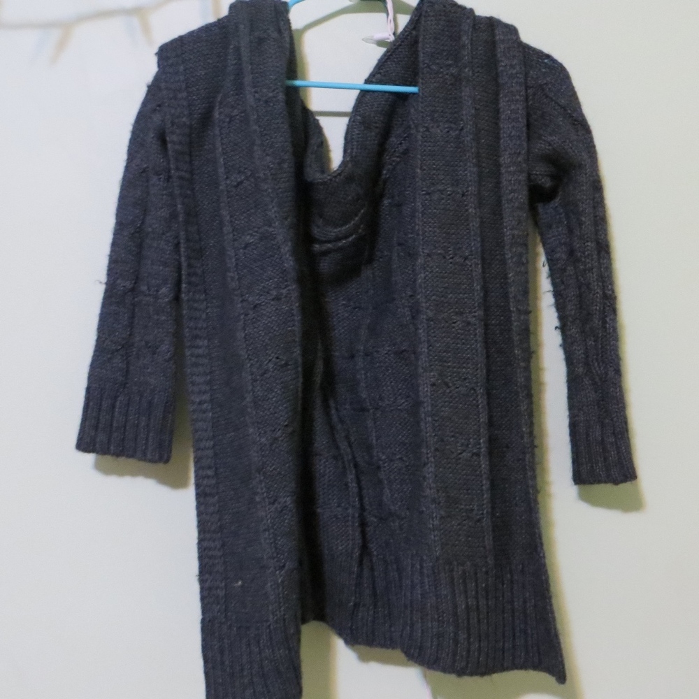 Wossimo Oversized Charcoal Gray Knit Cardigan